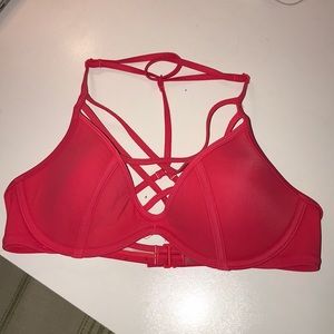 Red bikini top with cross front